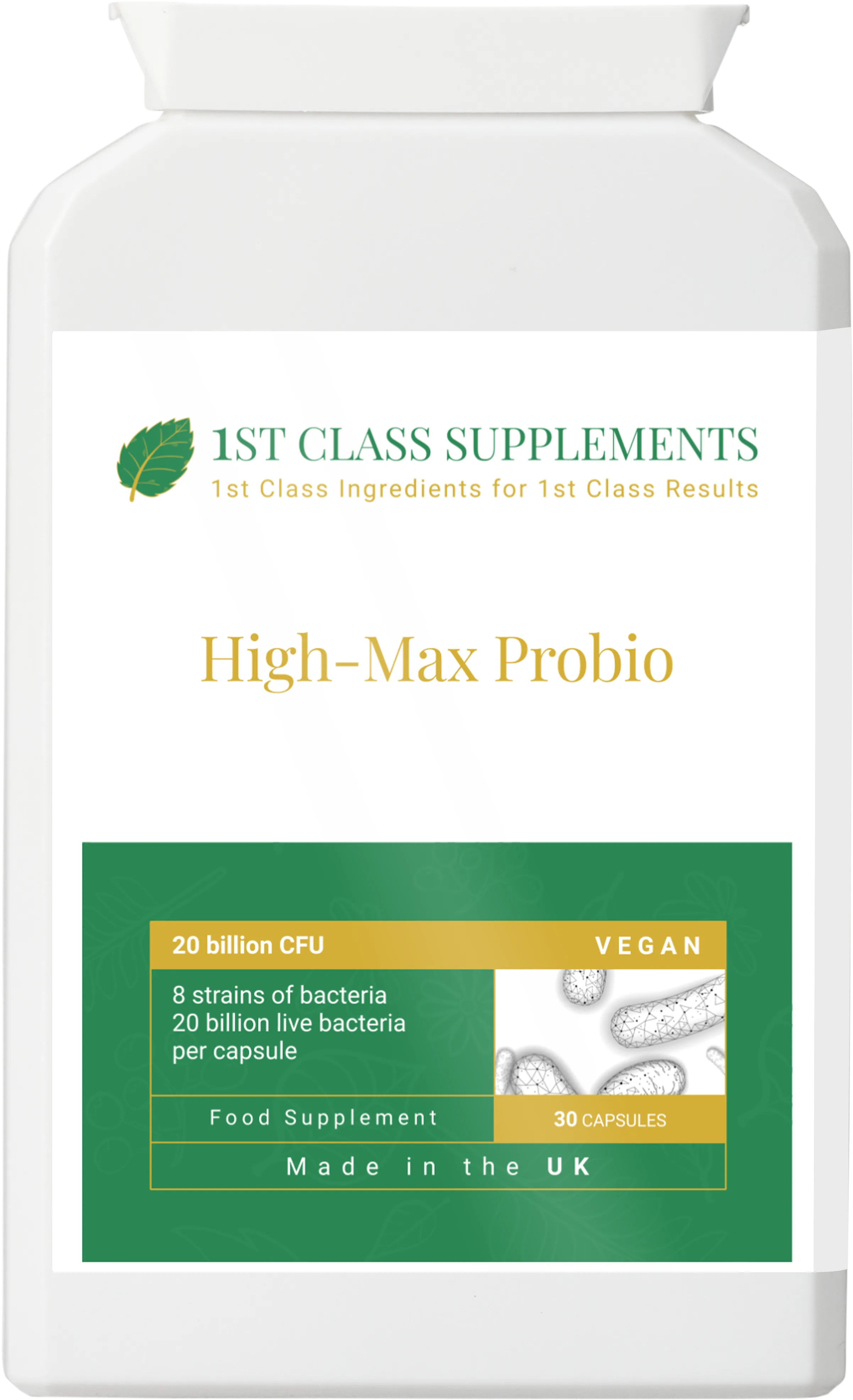 High-Max Probio vitamins and health supplement product by 1st Class Supplements