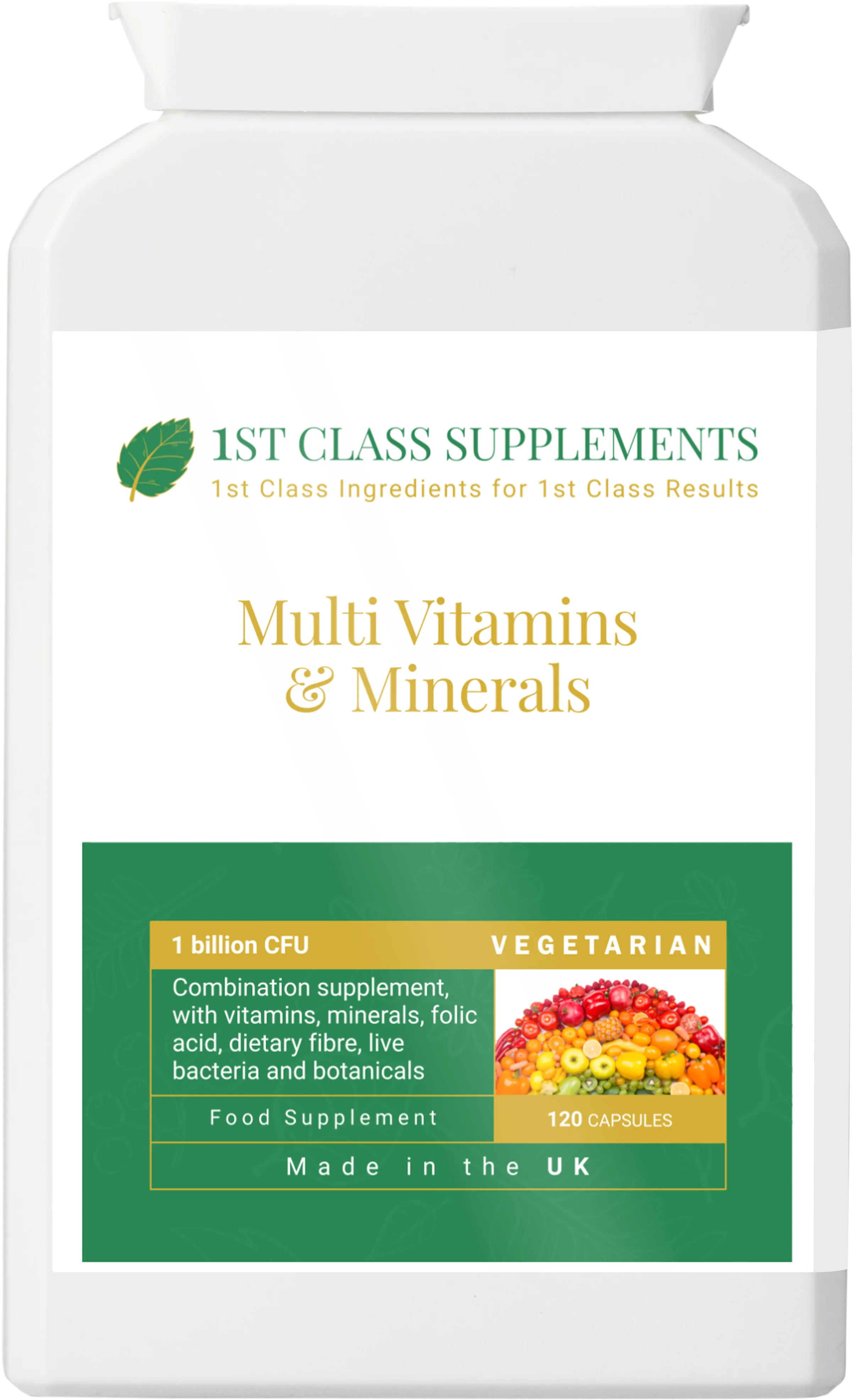 Multi Vitamins & Minerals vitamins and health supplement product by 1st Class Supplements